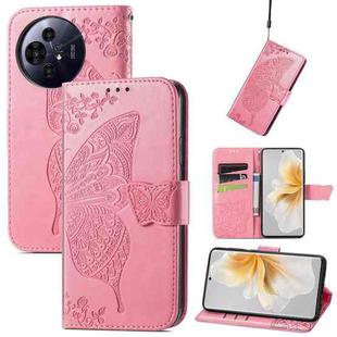 For TCL 50 Pro NxtPaper Butterfly Love Flower Embossed Leather Phone Case(Pink)