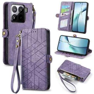 For Xiaomi 15 Geometric Zipper Wallet Side Buckle Leather Phone Case(Purple)