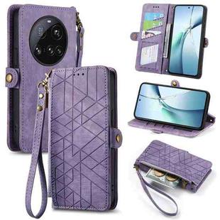 For Xiaomi 15 Ultra Geometric Zipper Wallet Side Buckle Leather Phone Case(Purple)