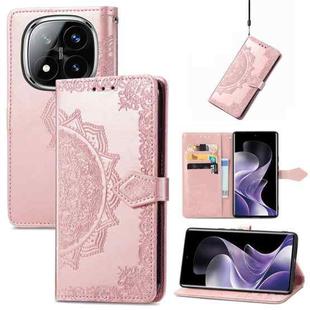 For Xiaomi Redmi Note 14 Pro+ 5G Mandala Flower Embossed Leather Phone Case(Rose Gold)