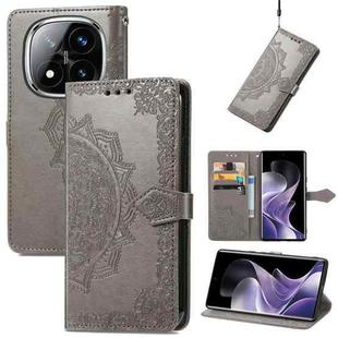 For Xiaomi Redmi Note 14 Pro+ 5G Mandala Flower Embossed Leather Phone Case(Gray)