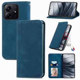 For Xiaomi Redmi Note 14 5G Retro Skin Feel Magnetic Flip Leather Phone Case(Blue)