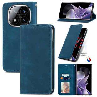 For Xiaomi Redmi Note 14 Pro+ 5G Retro Skin Feel Magnetic Flip Leather Phone Case(Blue)