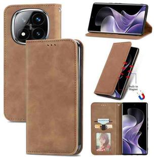 For Xiaomi Redmi Note 14 Pro+ 5G Retro Skin Feel Magnetic Flip Leather Phone Case(Brown)