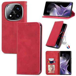 For Xiaomi Redmi Note 14 Pro+ 5G Retro Skin Feel Magnetic Flip Leather Phone Case(Red)