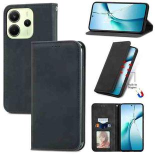 For Redmi Note 14 4G 163.25mm Retro Skin Feel Magnetic Flip Leather Phone Case(Black)