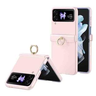 For Samsung Galaxy Z Flip4 Starry Sky Plated Ring Case-film Integrated Phone Case(Pink)