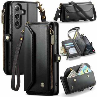 For Samsung Galaxy S25 5G CaseMe C36 Card Slots Zipper Wallet RFID Anti-theft Leather Phone Case(Black)