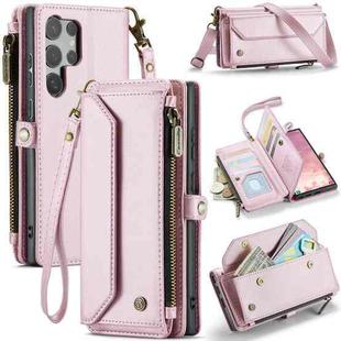 For Samsung Galaxy S25 Ultra 5G CaseMe C36 Card Slots Zipper Wallet RFID Anti-theft Leather Phone Case(Pink)