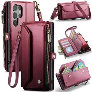 For Samsung Galaxy S25 Ultra 5G CaseMe C36 Card Slots Zipper Wallet RFID Anti-theft Leather Phone Case(Red)