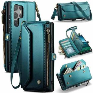 For Samsung Galaxy S25 Ultra 5G CaseMe C36 Card Slots Zipper Wallet RFID Anti-theft Leather Phone Case(Blue)