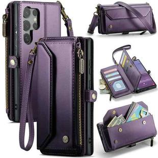 For Samsung Galaxy S25 Ultra 5G CaseMe C36 Card Slots Zipper Wallet RFID Anti-theft Leather Phone Case(Purple)