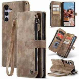 For Samsung Galaxy S25+ 5G CaseMe C30 Card Slots Zipper Wallet Leather Phone Case(Brown)