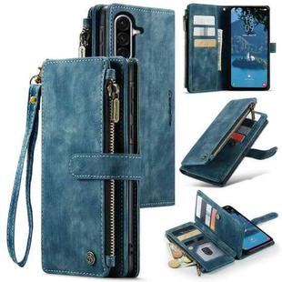 For Samsung Galaxy A56 CaseMe C30 Card Slots Zipper Wallet Leather Phone Case(Blue)