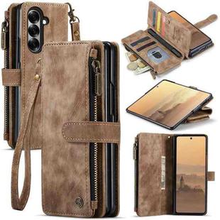 For Samsung Galaxy Z Fold7 CaseMe C30 Card Slots Zipper Wallet Leather Phone Case(Brown)