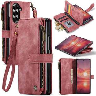 For Samsung Galaxy Z Fold7 CaseMe C30 Card Slots Zipper Wallet Leather Phone Case(Red)