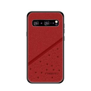 PINWUYO Full Coverage Waterproof Shockproof PC+TPU+PU Protective Case for Galaxy S10 5G(Red)