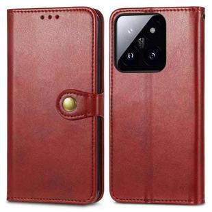 For Xiaomi 14T Retro Solid Color Buckle Leather Phone Case(Red)