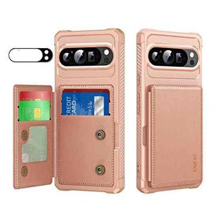 For Google Pixel 9 / 9 Pro ENKAY Hat-Prince Card Slot Wallet TPU Back Leather Phone Case with Lens Film(Rose Gold)