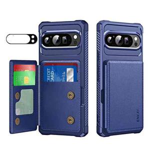 For Google Pixel 9 / 9 Pro ENKAY Hat-Prince Card Slot Wallet TPU Back Leather Phone Case with Lens Film(Dark Blue)