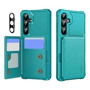 For Samsung Galaxy S24+ 5G ENKAY Hat-Prince Card Slot Wallet TPU Back Leather Phone Case with Lens Film(Cyan)