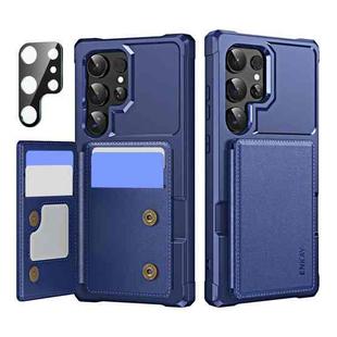 For Samsung Galaxy S24 Ultra 5G ENKAY Hat-Prince Card Slot Wallet TPU Back Leather Phone Case with Lens Film(Dark Blue)