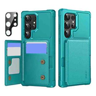 For Samsung Galaxy S24 Ultra 5G ENKAY Hat-Prince Card Slot Wallet TPU Back Leather Phone Case with Lens Film(Cyan)