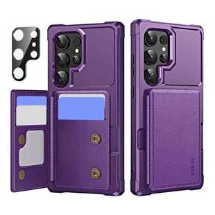 For Samsung Galaxy S24 Ultra 5G ENKAY Hat-Prince Card Slot Wallet TPU Back Leather Phone Case with Lens Film(Purple)