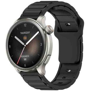 For Amazfit 22mm I-Shaped Silicone Watch Band(Black)