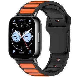 For Xiaomi Watch 22mm Two Color I-Shaped Silicone Watch Band(Black + Orange)