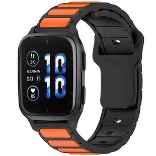 For Garmin Watch 20mm Two Color I-Shaped Silicone Watch Band(Black + Orange)