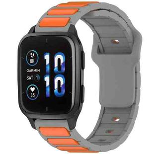 For Garmin Watch 20mm Two Color I-Shaped Silicone Watch Band(Gray + Orange)