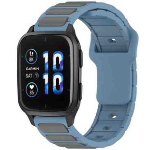 For Garmin Watch 20mm Two Color I-Shaped Silicone Watch Band(Blue + Gray)