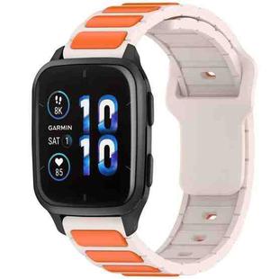 For Garmin Watch 20mm Two Color I-Shaped Silicone Watch Band(Starlight + Orange)