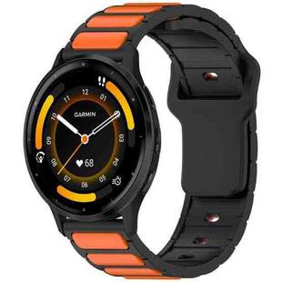 For Garmin Watch 22mm Two Color I-Shaped Silicone Watch Band(Black + Orange)