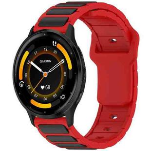 For Garmin Watch 22mm Two Color I-Shaped Silicone Watch Band(Red + Black)