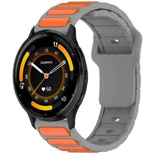 For Garmin Watch 22mm Two Color I-Shaped Silicone Watch Band(Gray + Orange)