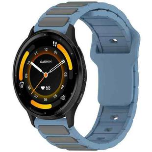 For Garmin Watch 22mm Two Color I-Shaped Silicone Watch Band(Blue + Gray)