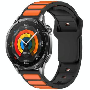 For Huawei Watch 22mm Two Color I-Shaped Silicone Watch Band(Black + Orange)