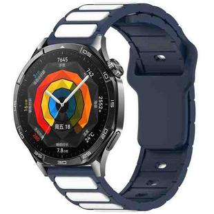 For Huawei Watch 22mm Two Color I-Shaped Silicone Watch Band(Midnight Blue + White)