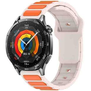 For Huawei Watch 22mm Two Color I-Shaped Silicone Watch Band(Starlight + Orange)