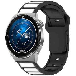 For Huawei Watch 20mm Two Color I-Shaped Silicone Watch Band(Black + White)