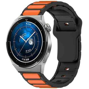 For Huawei Watch 20mm Two Color I-Shaped Silicone Watch Band(Black + Orange)