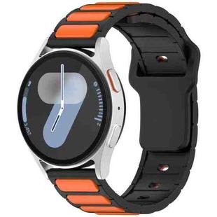 For Samsung Galaxy Watch 20mm Two Color I-Shaped Silicone Watch Band(Black + Orange)