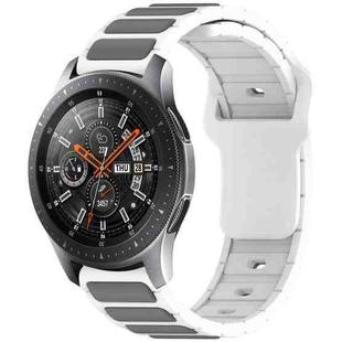 For Samsung Galaxy Watch 22mm Two Color I-Shaped Silicone Watch Band(White + Gray)