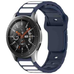 For Samsung Galaxy Watch 22mm Two Color I-Shaped Silicone Watch Band(Midnight Blue + White)