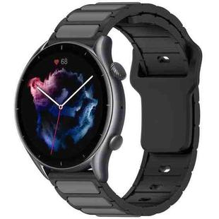 For Amazfit Bip 5 / GTR 4 / GTR 3 Flat Head Dual Color 22mm Quick Release Silicone Watch Band(Black Gray)
