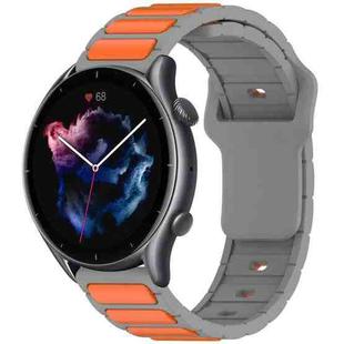 For Amazfit Bip 5 / GTR 4 / GTR 3 Flat Head Dual Color 22mm Quick Release Silicone Watch Band(Gray Orange)