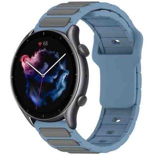 For Amazfit Bip 5 / GTR 4 / GTR 3 Flat Head Dual Color 22mm Quick Release Silicone Watch Band(Blue Gray)