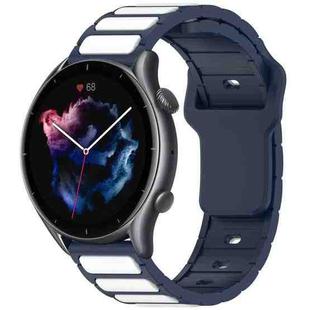 For Amazfit Bip 5 / GTR 4 / GTR 3 Flat Head Dual Color 22mm Quick Release Silicone Watch Band(Midnight Blue White)